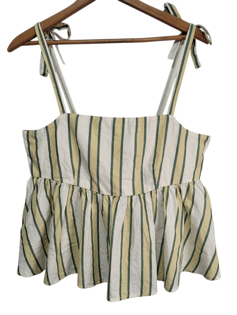 Aerie Emily+Meritt Club Stripe Cami Women's Size M Camper Green Cottage Boho
